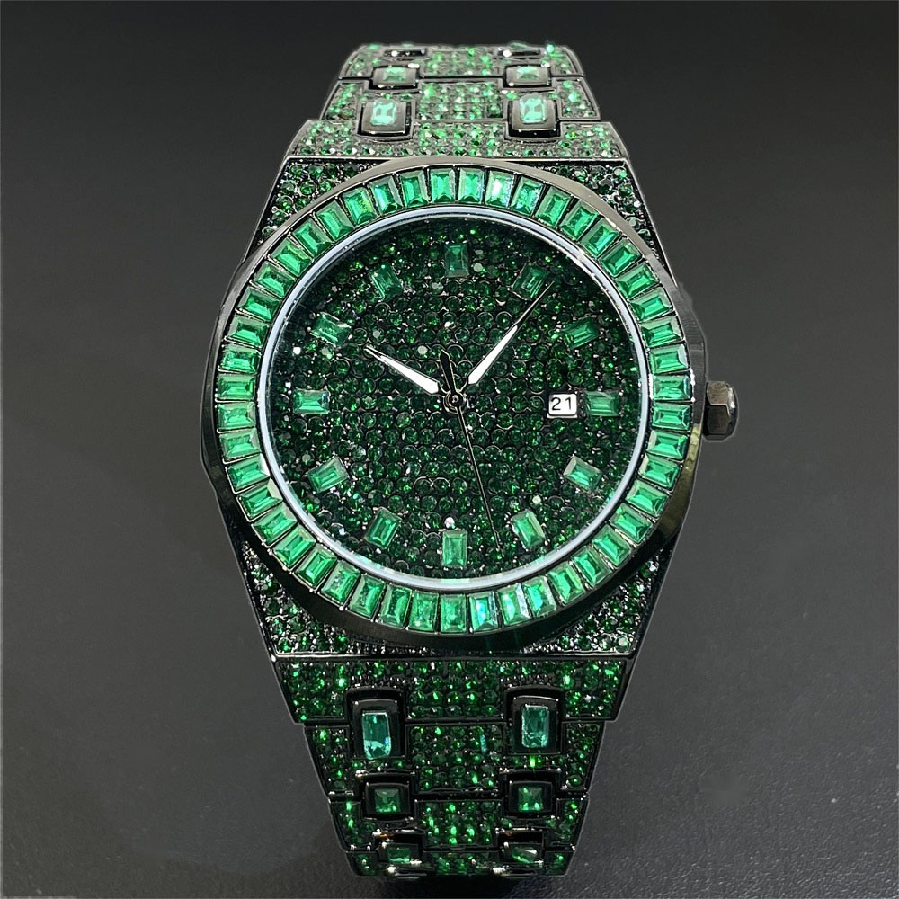 Luxury Watch Iceberg - 2024 Hip Hop Yeşil Elmas Saat