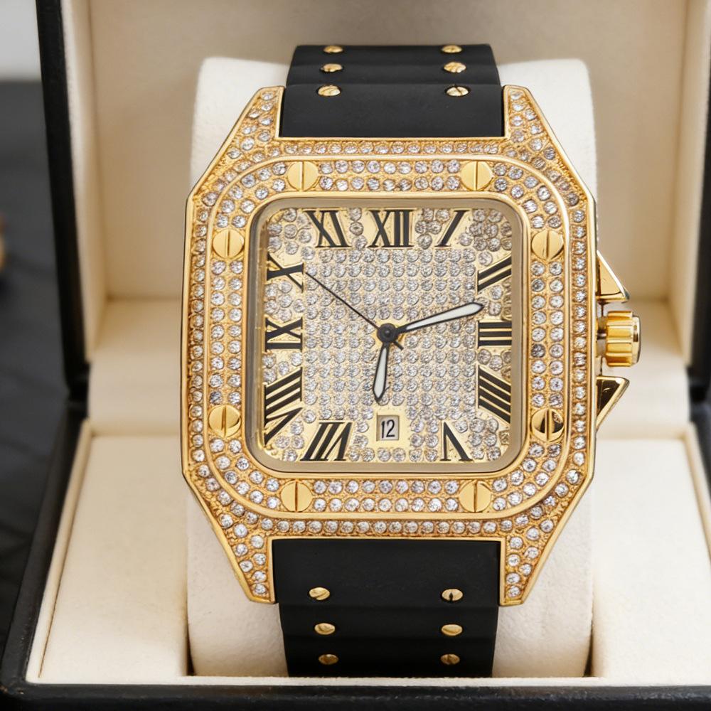 Sıcak Moda Kare Tam Elmas Kuva - Luxury Watch Iceberg incelemesi ve fiyatı
