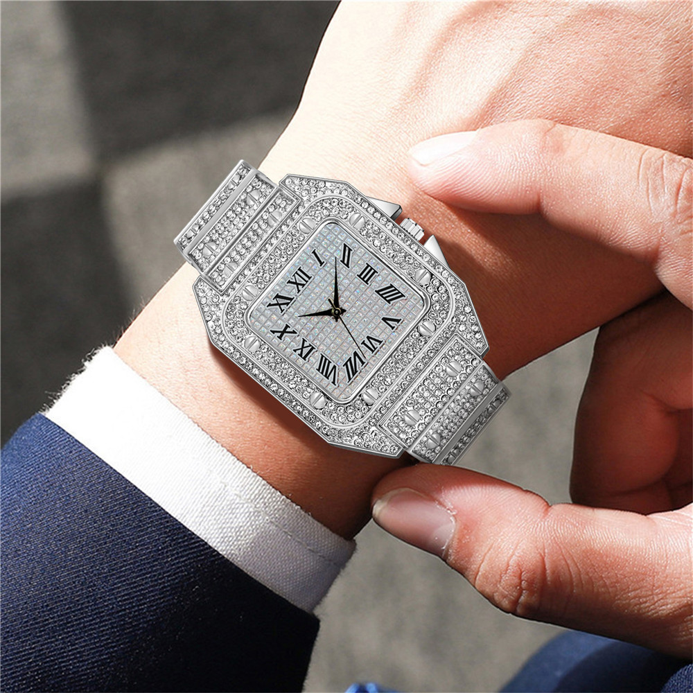 4 Parça Moda Buzlu Kare Erkek  - Luxury Watch Iceberg incelemesi ve fiyatı